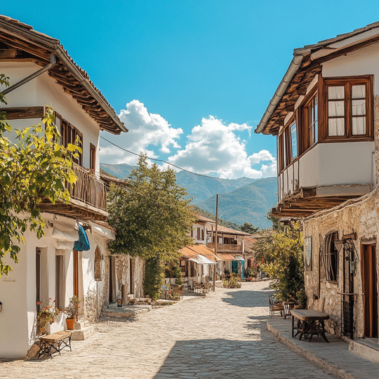 Dorf und Landschaft im Land