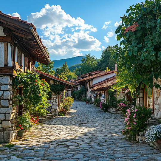 Dorf und Landschaft im Land