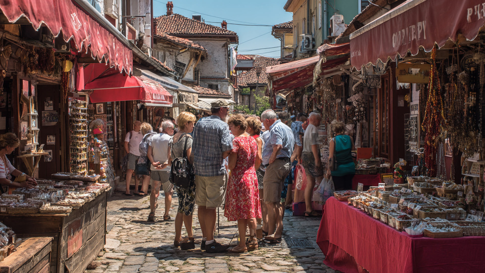 Lebendige Marktszene aus dem Land