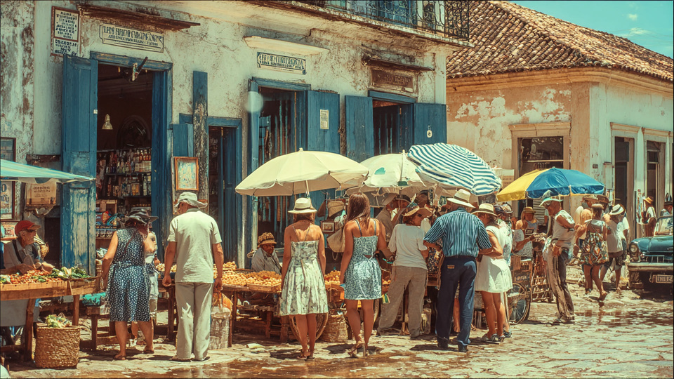 Lebendige Marktszene aus dem Land