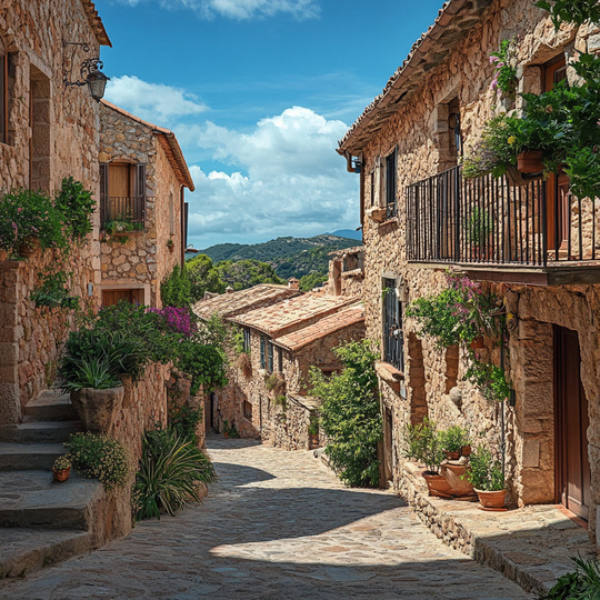 Dorf und Landschaft im Land