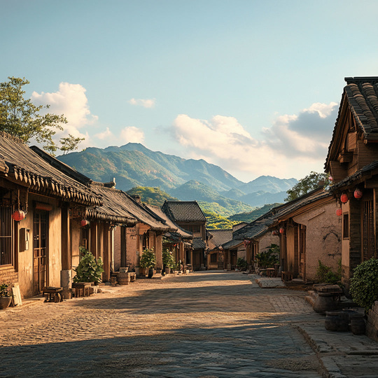 Dorf und Landschaft im Land