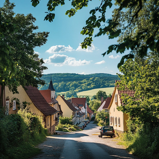 Dorf und Landschaft im Land
