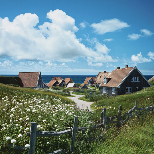 Dorf und Landschaft im Land