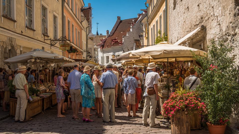 Lebendige Marktszene aus dem Land