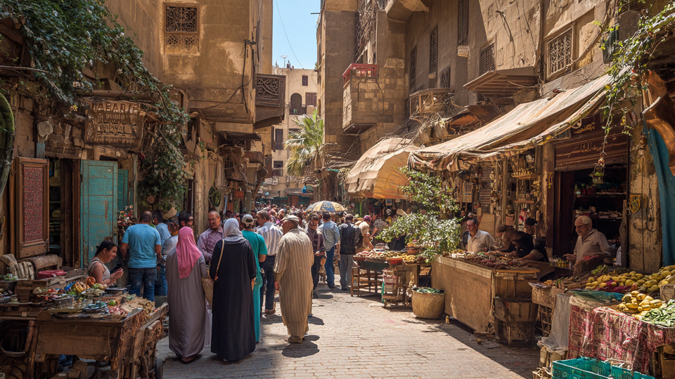 Lebendige Marktszene aus dem Land