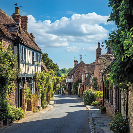 Dorf und Landschaft im Land