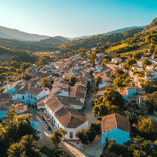 Dorf und Landschaft im Land
