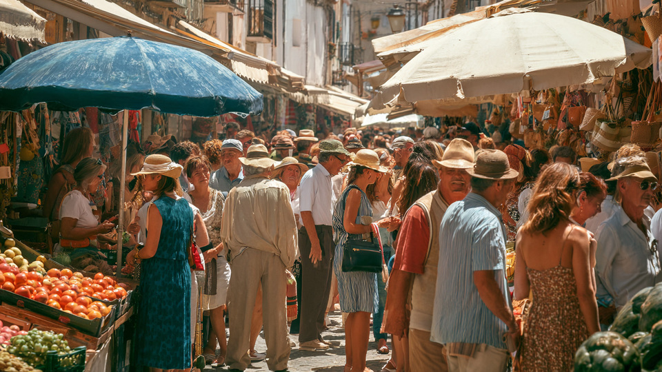 Lebendige Marktszene aus dem Land