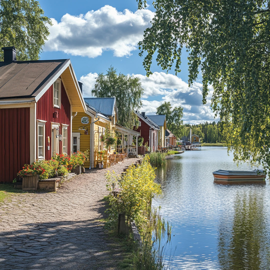 Dorf und Landschaft im Land
