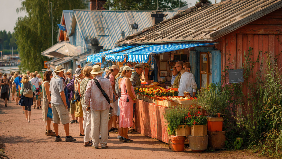 Lebendige Marktszene aus dem Land