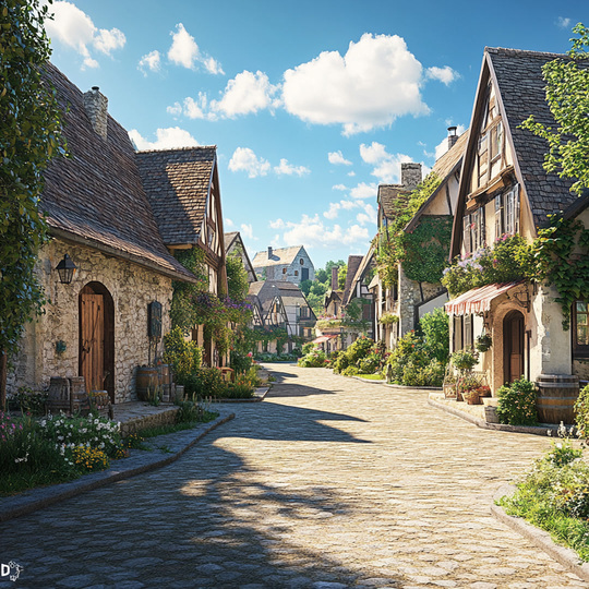 Dorf und Landschaft im Land