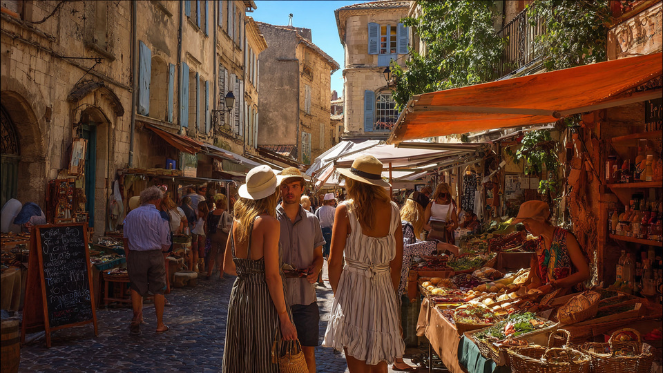 Lebendige Marktszene aus dem Land