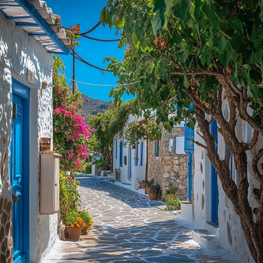 Dorf und Landschaft im Land