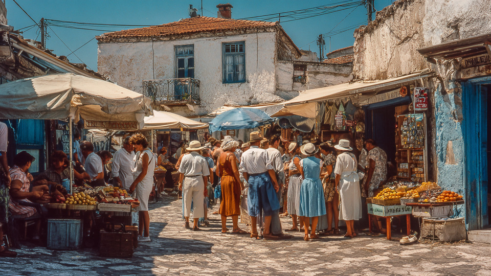 Lebendige Marktszene aus dem Land