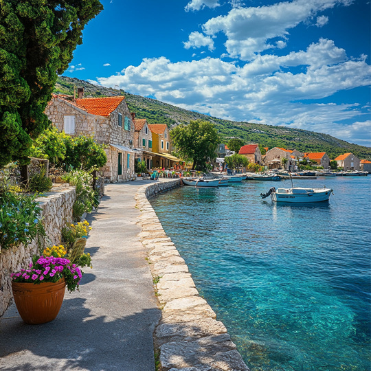 Dorf und Landschaft im Land