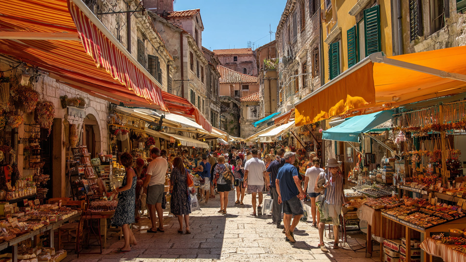 Lebendige Marktszene aus dem Land