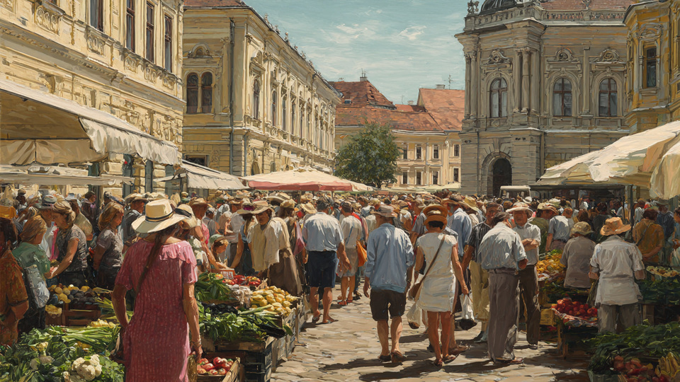 Lebendige Marktszene aus dem Land