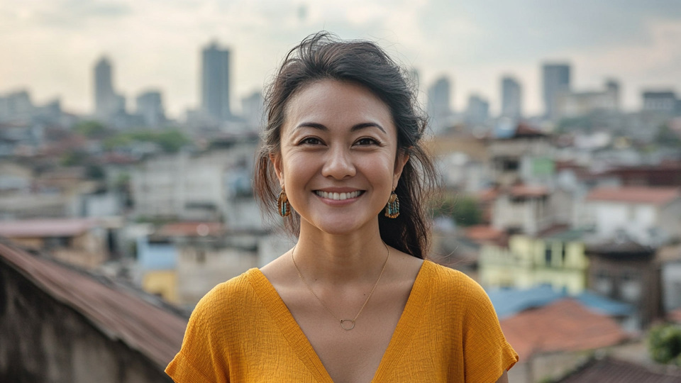 Lernende Frau aus Land in Alltagsumgebung