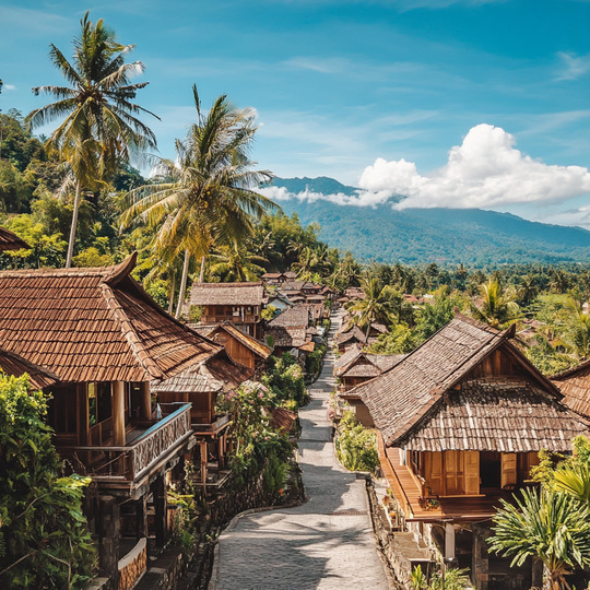 Dorf und Landschaft im Land