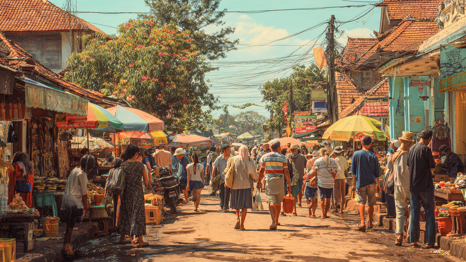 Lebendige Marktszene aus dem Land