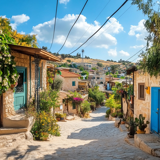 Dorf und Landschaft im Land