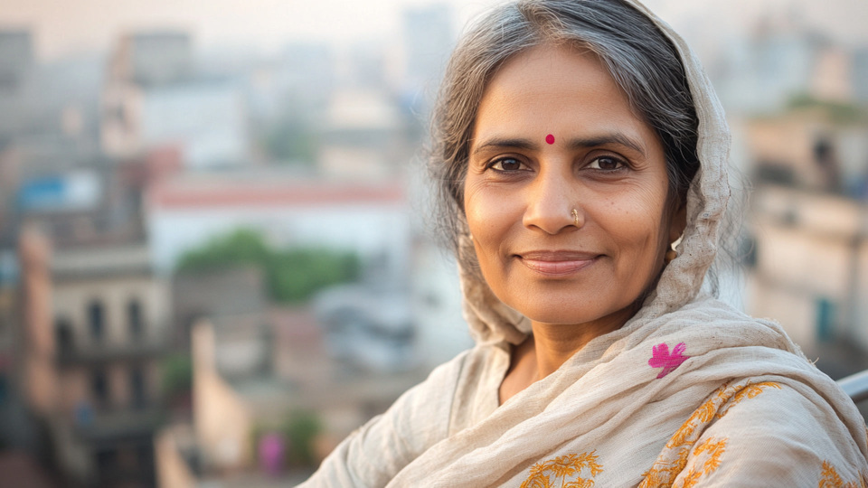 Lernende Frau aus Land in Alltagsumgebung