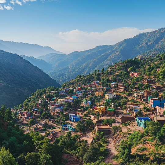 Dorf und Landschaft im Land