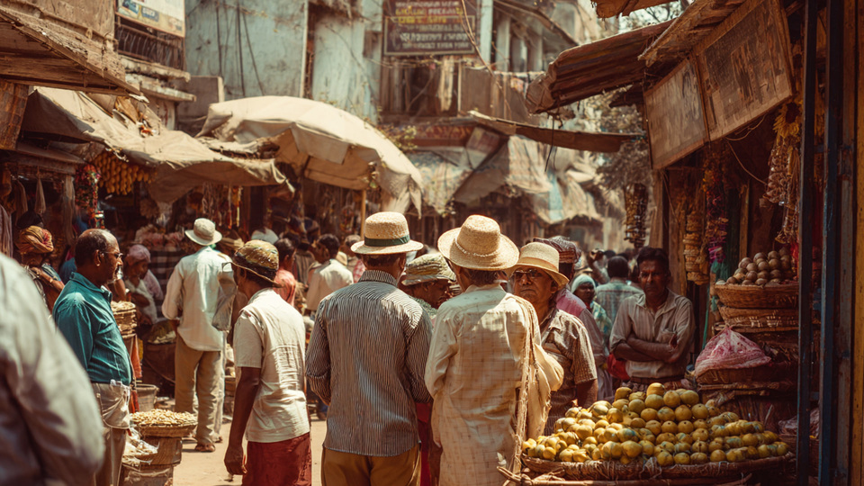 Lebendige Marktszene aus dem Land