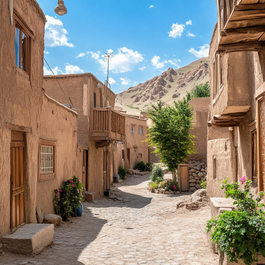 Dorf und Landschaft im Land