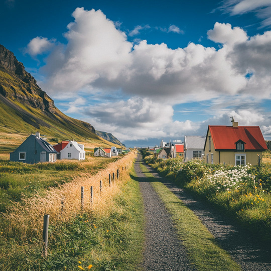 Dorf und Landschaft im Land