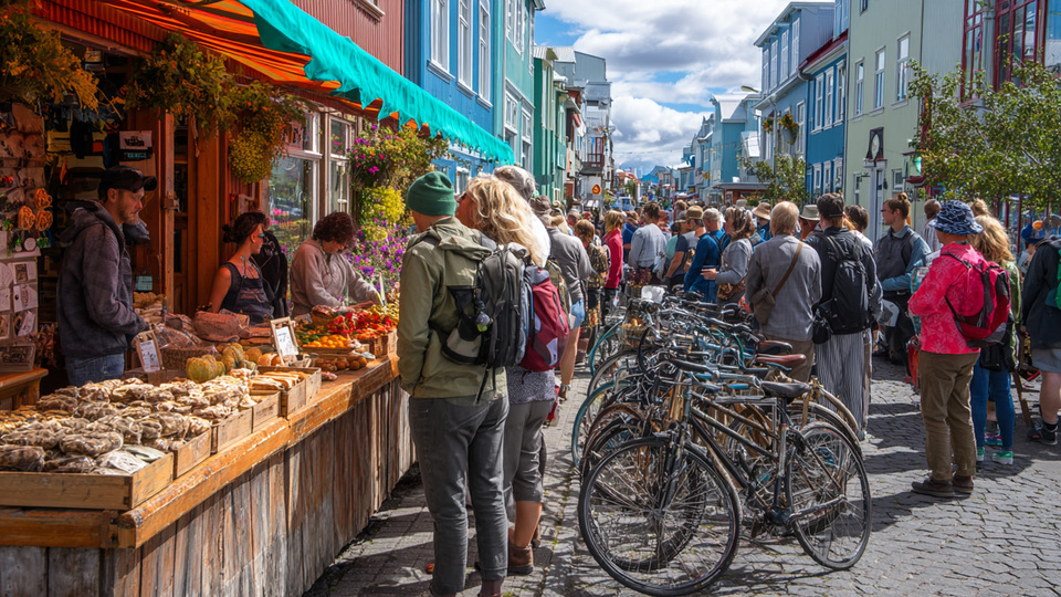 Lebendige Marktszene aus dem Land