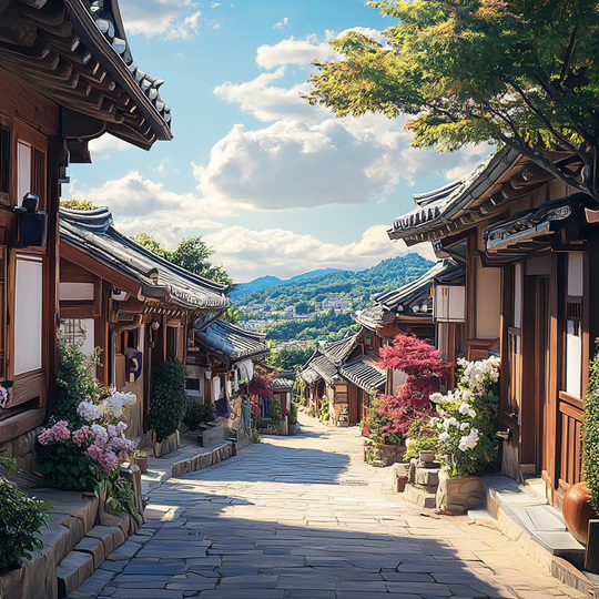 Dorf und Landschaft im Land