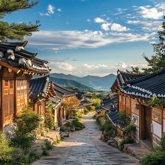 Drohnenaufnahme eines Dorfes im Land