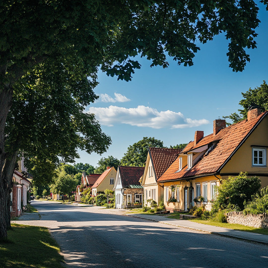 Dorf und Landschaft im Land
