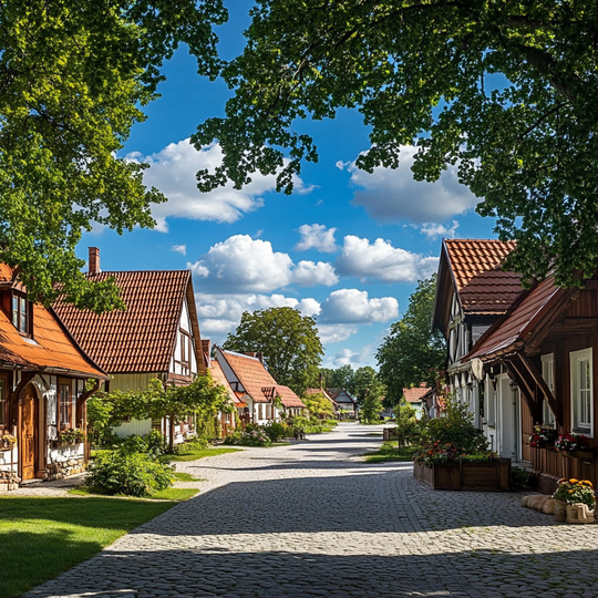 Dorf und Landschaft im Land