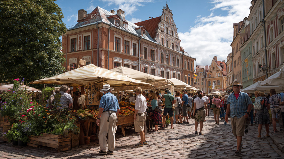 Lebendige Marktszene aus dem Land