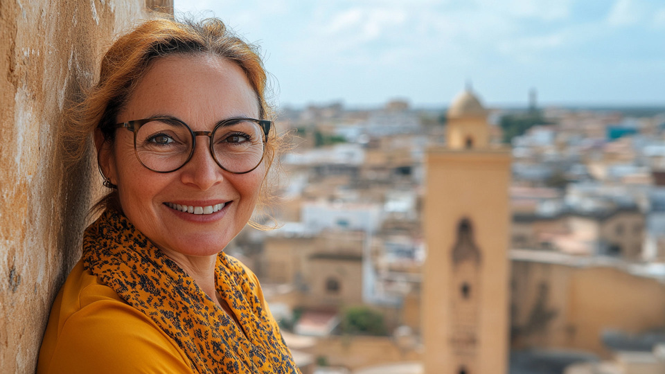 Lernende Frau aus Land in Alltagsumgebung