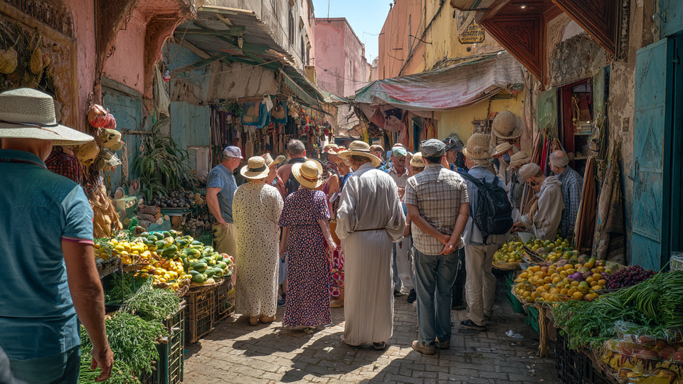 Lebendige Marktszene aus dem Land