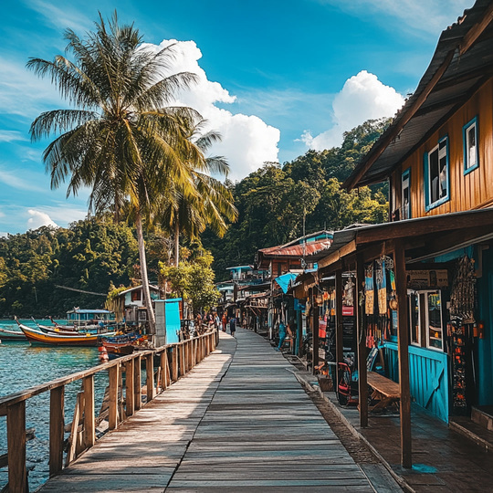 Dorf und Landschaft im Land