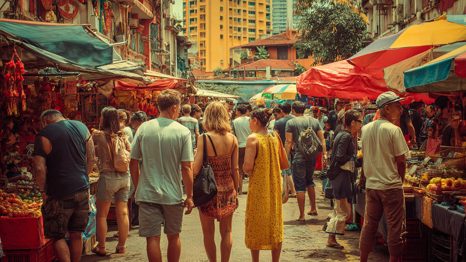 Lebendige Marktszene aus dem Land