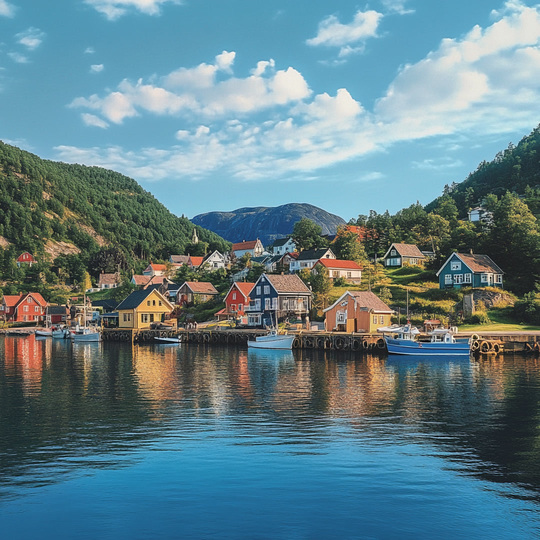 Dorf und Landschaft im Land