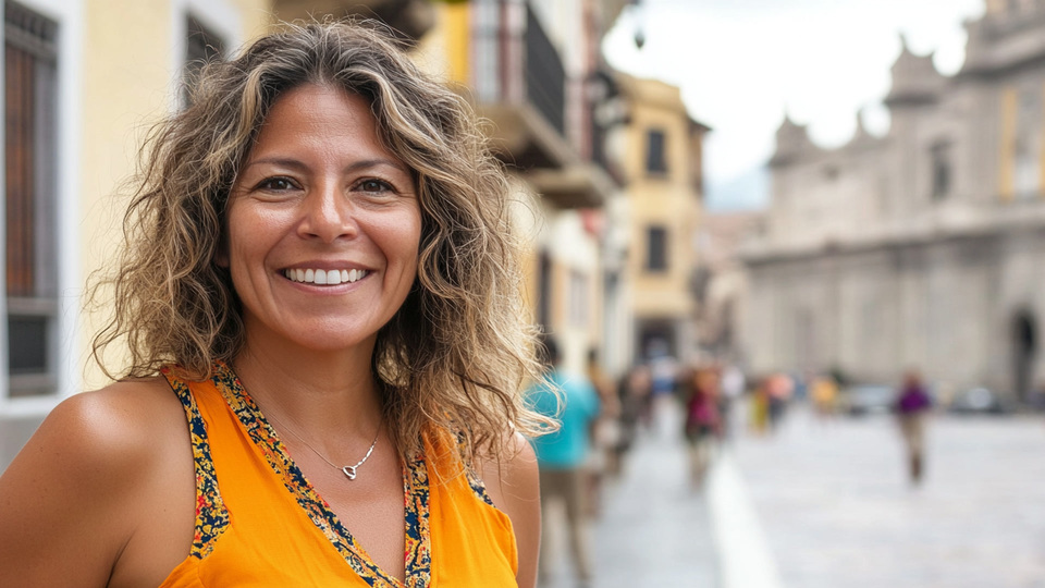 Lernende Frau aus Land in Alltagsumgebung