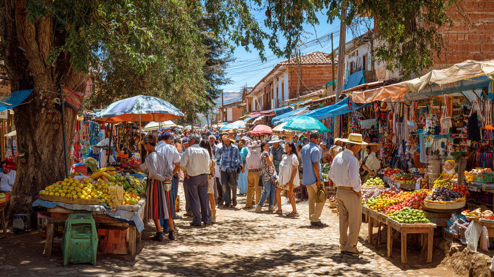 Lebendige Marktszene aus dem Land