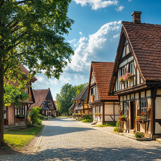 Dorf und Landschaft im Land