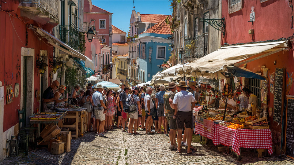 Lebendige Marktszene aus dem Land