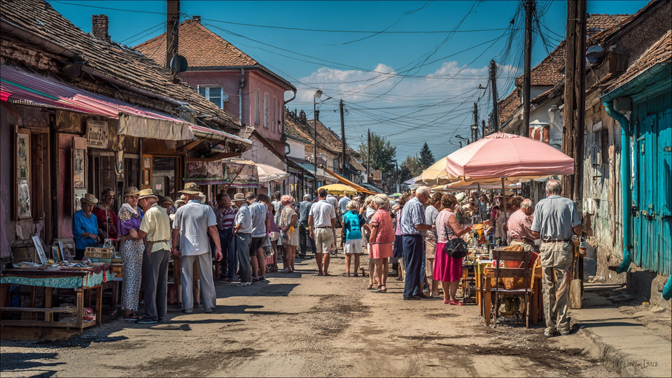 Lebendige Marktszene aus dem Land