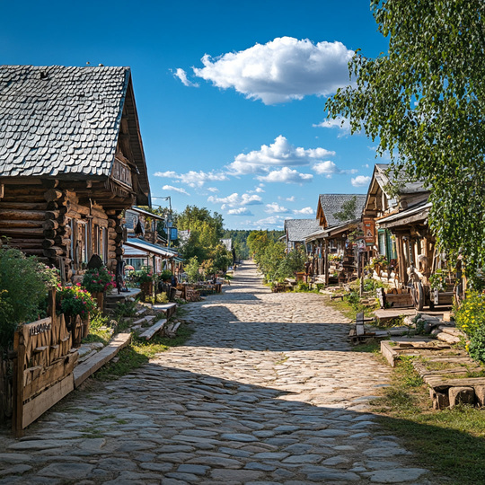 Dorf und Landschaft im Land