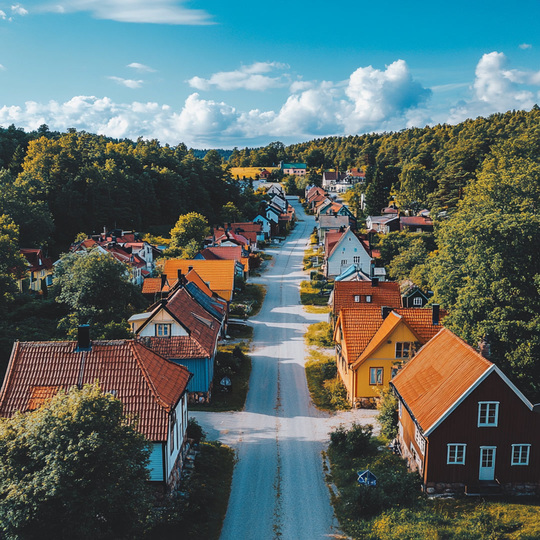 Dorf und Landschaft im Land
