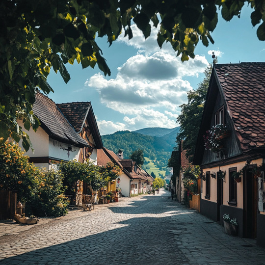 Dorf und Landschaft im Land